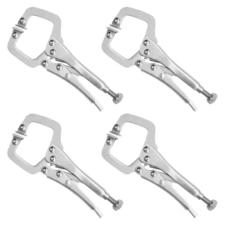 Alicates de sujeción en C con agarre metálico de 12,4 cm/4,9 pulgadas, Tornillo ajustable y almohadillas giratorias (paquete de 4) - Mini alicates de Soldadura de fácil y rápida Liberación - 1