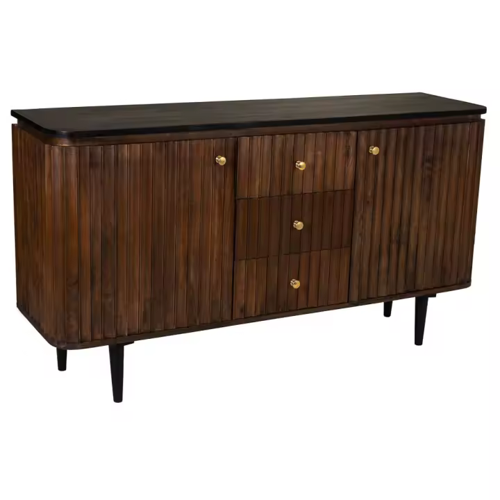WANDERLUST DECO Aparador de Madera Artesanal Negro 147x40x80h Cm - Mueble de Almacenaje - 1