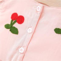 Vestido De Verano Para Bebé Niña Con Bordado De Cereza Cuello Redondo Y Manga Volante Vestido De Princesa Para Niñas Ropa Infantil - details 5