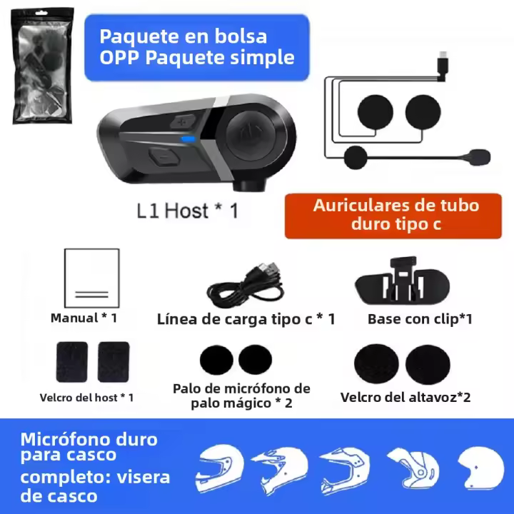 Auriculares Inalámbricos Bluetooth 5.3 Para Motocicleta Kit De Llamada Hands-free Impermeable Altavoz De Música Moto - 1