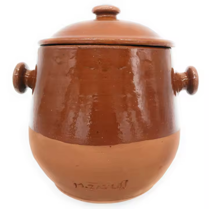 Puchero artesanal de barro para cocinar 1 litro de 12 x 12 cm. - 1