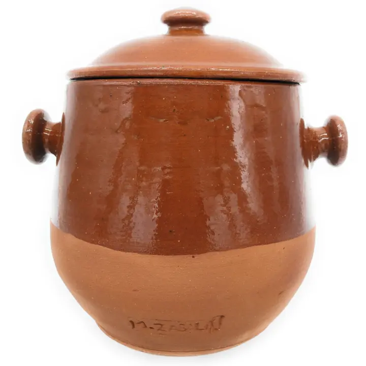 Puchero artesanal de barro para cocinar 1 litro de 12 x 12 cm. - 1