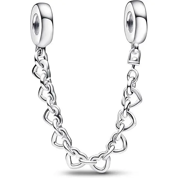 Pandora Moments Cadena de seguridad y clips en plata de ley，Incluye Caja Original - 1