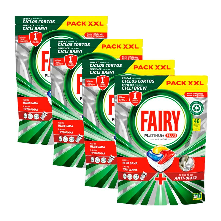 Fairy | Platinum Plus Cápsulas De Lavavajillas Todo En Uno Limón, 4x48 Cápsulas