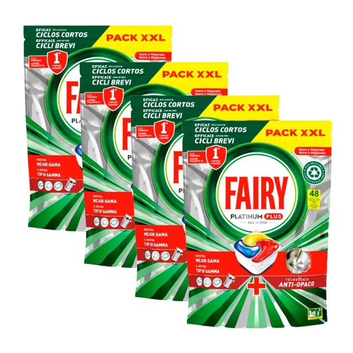 Fairy | Platinum Plus Cápsulas De Lavavajillas Todo En Uno Limón, 4x48 Cápsulas - 1
