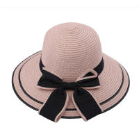 Sombrero De Paja Grande Para Mujer Con Borde Ondulado Y Lazo Protección Solar Plegable Para Vacaciones De Playa Al Aire Libre - details 1