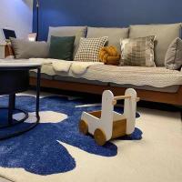 Carpetas Grandes De Área Azul Klein Para Sala De Estar Cómodas Suaves Para Dormitorio Decoración Moderna Hogar Aesthetic Para Mesa De Café - details 5