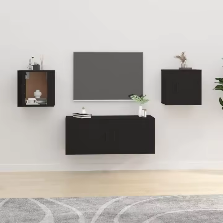 vidaXL Muebles para TV de pared 2 uds negro 40x34,5x40 cm - 1