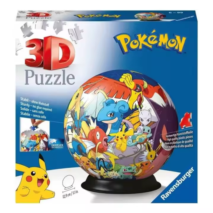 Puzzle 72 Piezas 3D Ball Pokemon de Ravensburger - Montaje Fácil y Sin Pegamento - 1