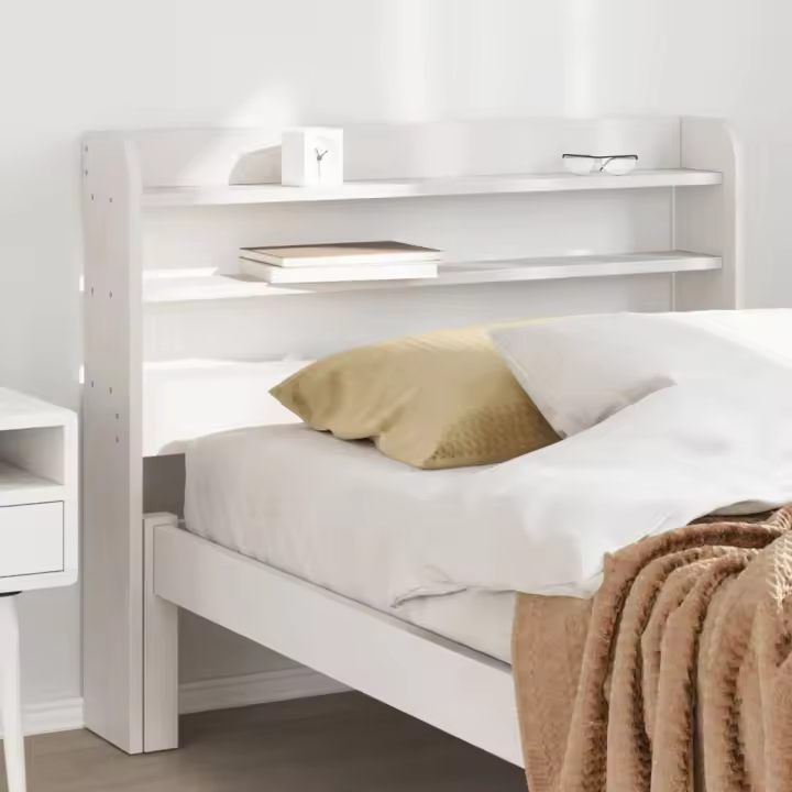 Cabecero de cama con estantes madera maciza pino blanco 75 cm - 1
