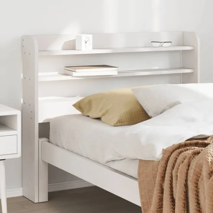 Cabecero de cama con estantes madera maciza pino blanco 75 cm - 1
