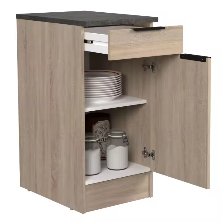 Módulo Cocina Inferior Arko Cocina con 1 Cajón 1 Puerta 1 Estante color Roble Áspero y Negro 40x60 cm - 1