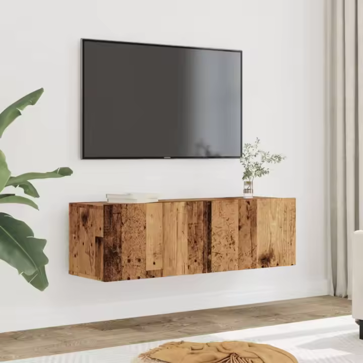 vidaXL Muebles para TV de pared 2 uds madera envejecida 100x30x30 cm - 1