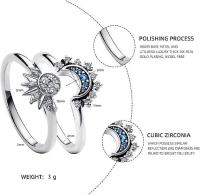 Anillo de aleación con diamantes de imitación, diseño misterioso de estrellas, sol y luna, joyería de boda para mujer, regalo - details 2