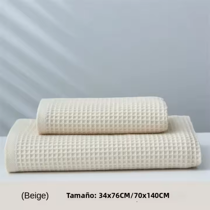 Toalla De Baño De Algodón Waffle Suave Y Cómoda Absorbente De 35x80cm/70x140cm No Pilla Fácil Tela Tejida Para Aseo Personal - 1
