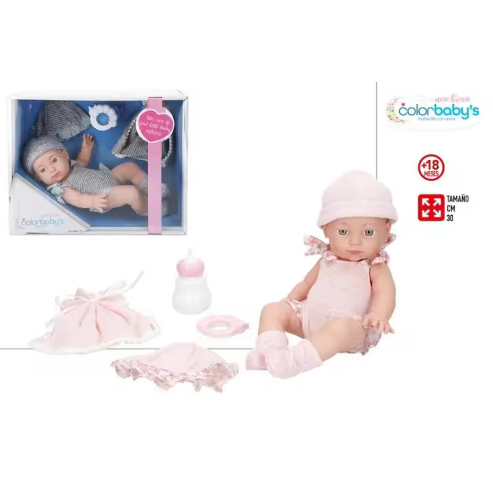 COLORBABY MUÑECA BEBE CON ACCESORIOS 30CM NEWBORN PARA ÑIÑOS REALISTAS 30CM MUÑECA DE GRAN CALIDAD JUGUETE IDEAL PARA REGALOS DE ÑIÑOS ENVIO COLOR SEGUN DISPONIBILIDAD - 1