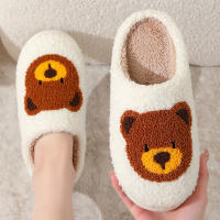 Zapatillas De Casa Para Mujer Lucyever Con Patrón De Oso Suaves Y Cálidas De Peluche Antideslizantes Para Interior Invierno - details 0
