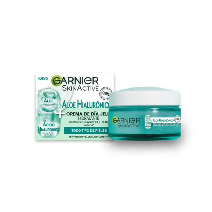 Garnier Crema de Día Aloe Hialurónico con Aloe Vera + Ácido Hialurónico. Hidrata intensamente 48h - Nutre - Rellena. - 1