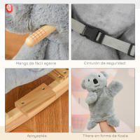 HOMCOM Caballito Balancín Infantil en Forma de Koala con Títere para Bebés 18-36 Meses con Sonido Cinturón de Seguridad y Reposapiés 60x33x50 cm Gris - details 5