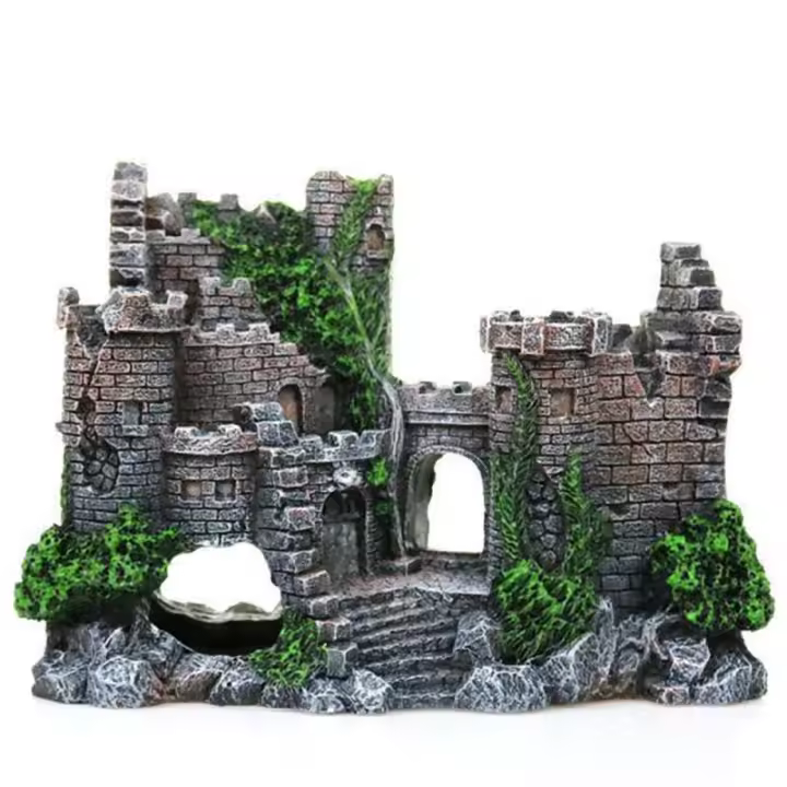 Decoración Creativa De Color Aleatorio En Forma De Castillo Para Acuario Adorno De Jardín De Roca De Resina Para El Hogar - 1