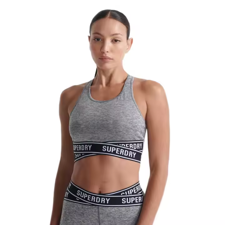 Superdry Sujetador Training Core Cross Gris - 1