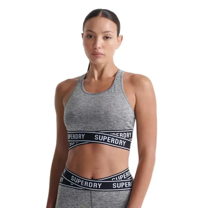 Superdry Sujetador Training Core Cross Gris - 1
