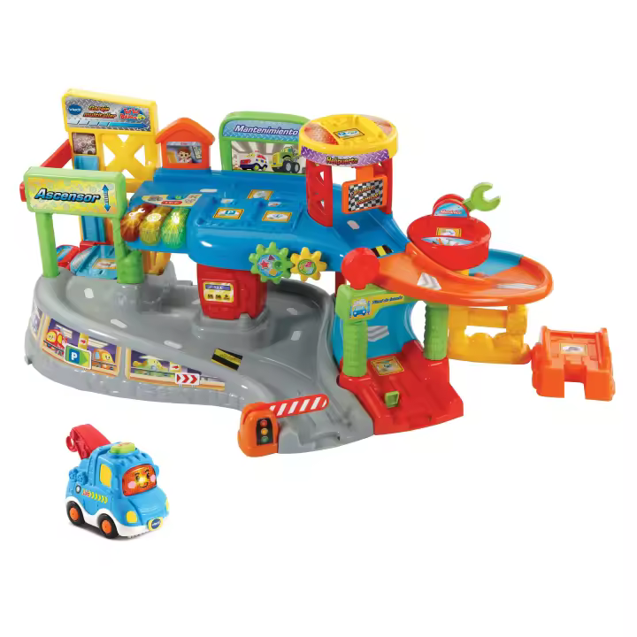 Vtech - Garaje Multitaller (+ Lula Camión Grúa) Tut Tut Bólidos 512722: Garaje Infantil de Juguete +1 Año. Dos Plantas, Grúa y Ascensor ¡Diversión y Aprendizaje con Actividades de Mantenimiento y Seguridad Vial! - 1