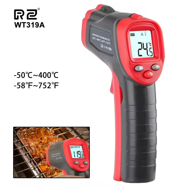 Termómetro Infrarrojo Digital RZ No Contacto Con Láser Para Cocina -50℃ ~ 600℃ Medidor De Temperatura Para Alimentos - 1