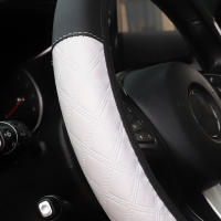 Cubierta De Volante De Cuero PU Para Coche Compatible Con Ruedas De 14.5-15 Pulgadas Cómoda Y Suave Sin Anillo Interno - details 14