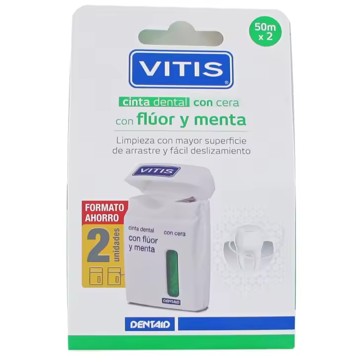 Dentaid Vitis Cinta Dental con cera - fluor menta 50m+50m - 1