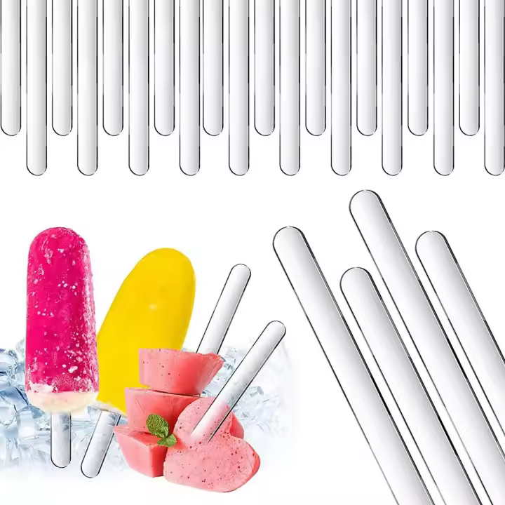 20Pcs Bastones De Helado Reutilizables Claros Para Manualidades DIY En Verano Rosa Oro Hechos De Acrílico Para Hogar - 1