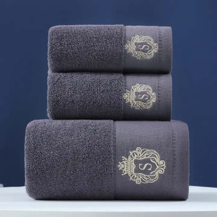 SSITO Juego de 3 toallas de Mano para baño, toallas abrorbentes de Algodón para baño, toallas de Spa, toalla de 34*74cm, Toalla de baño 70*140cm - 1