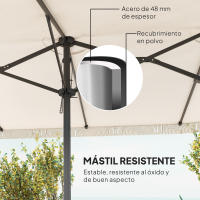 Outsunny Sombrilla Doble 4,5x2,65 m Sombrilla Terraza Exterior con Manivela Manual Resistente al Agua y Protección UV30+ Sombrilla Grande para Terraza Playa Piscina Crema - details 5