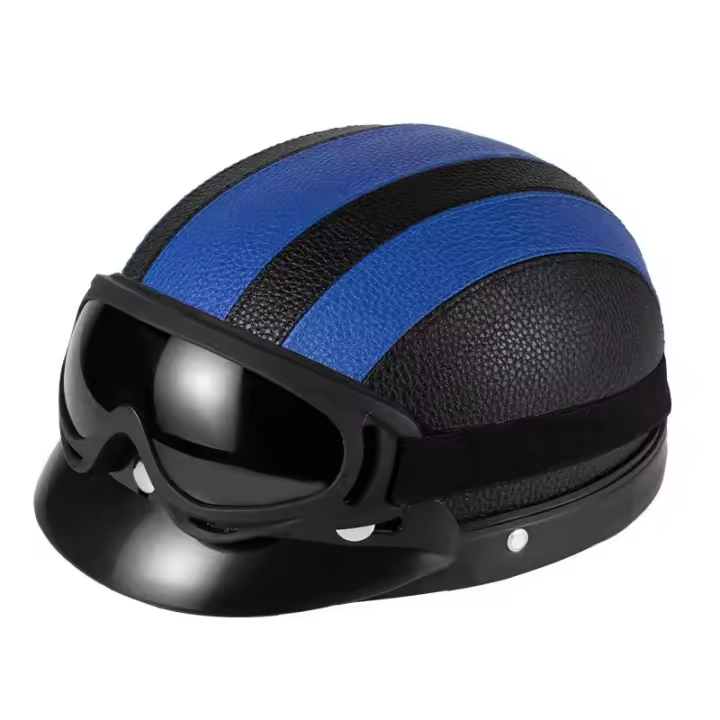 Casco De Cuero Vintage Para Harley Para Hombres Y Mujeres Casco De Invierno Cálido Universal Ligero Medio Para Bicicletas Eléctricas Regalo Genial - 1