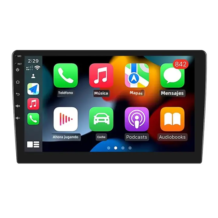 Podofo Radio De Coche 2 DIN 9" HD Autoradio Multimedia Player Carplay Bluetooth USB FM Cámara Soporte Control Del Volante Universal - 1
