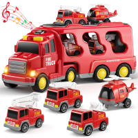 Juego De Coches De Fricción Para Niños Y Niñas Vehículos De Bomberos Y Camión Portador De Juguetes Educativos Para Niños - details 0
