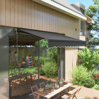 Toldo con manivela de mano Toldo Eléctrico ajustable en Altura Brazzo articulado Toldo Protección solar UV 30 Toldo para Balcón incluido soporte de comparación Toldo 300 cm de ancho para Terraza Balcón gris obscure - details 4