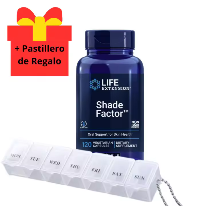 Life Extension Shade Factor 120 capsulas vegetarianas - A diferencia de los protectores solares tradicionales, Shade Factor™ ofrece protección incluso en áreas difíciles de cubrir, sin eliminarse al nadar o sudar. - 1