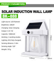 Lámpara De Pared Solar De Tungsteno Nuevo Con Tres Modos Para Exterior Villa Jardín Courtyard Impermeable Decoración Inducción Lámpara Nocturna Pequeña - details 1