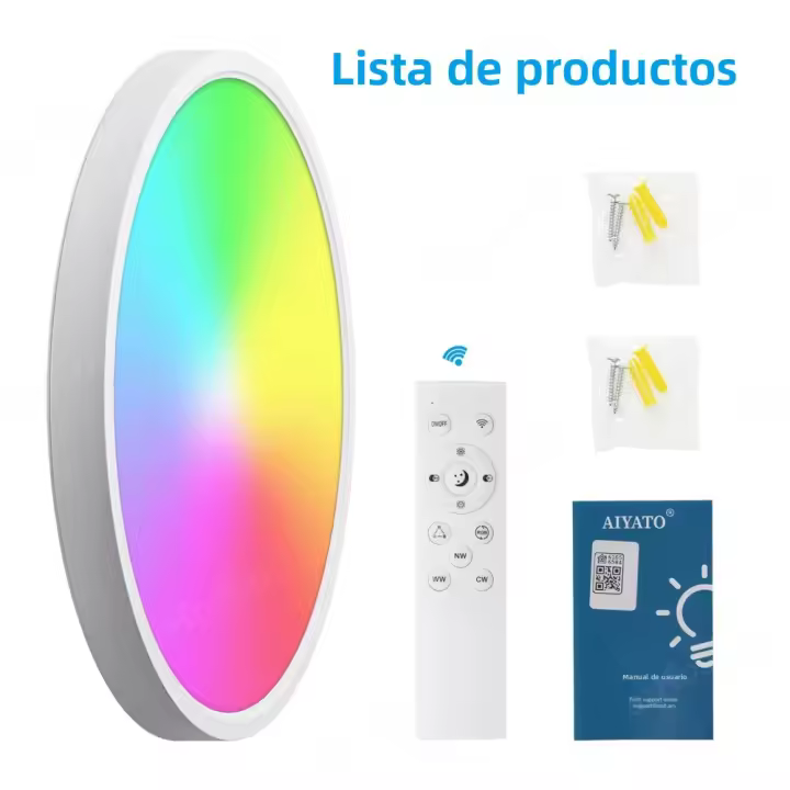 Lámpara De Techo WiFi LED Moderna Nórdica Con Luz Redonda Inteligente Dimmable RGB+CW+WW Compatible Con Alexa Google Iluminación Interior - 1