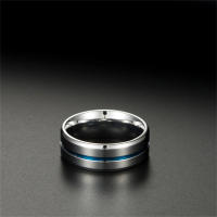 Anillo De Acero De Titanio Con Ranuras Azules Simples Para Hombres Joyería De Acero Inoxidable Accesorios De Mayorista Al Por Menor Y Dropshipping - details 4