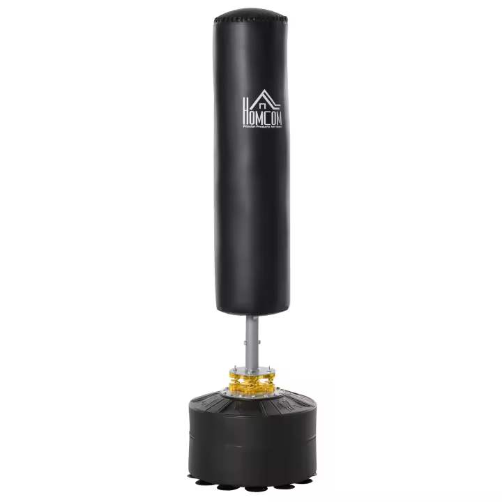 HOMCOM Saco de Boxeo de Pie para Adultos 170cm Altura Ajustable en 3 Niveles Punching Ball con Base Rellenable de Arena 45 kg o Agua 30 kg para Hogar Gimnasio Negro - 1