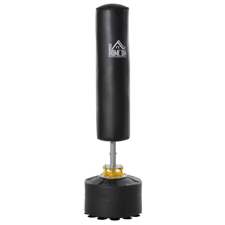 HOMCOM Saco de Boxeo de Pie para Adultos 170cm Altura Ajustable en 3 Niveles Punching Ball con Base Rellenable de Arena 45 kg o Agua 30 kg para Hogar Gimnasio Negro - 1