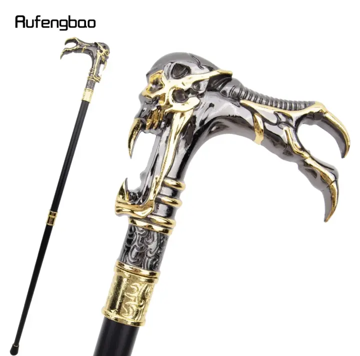 Bastón De Moda Con Calavera De Fantasma Negro Dorado Decorativo Para Vampirejos Cospaly Vintage 93cm Con Punta De Goma Para Senderismo - 1