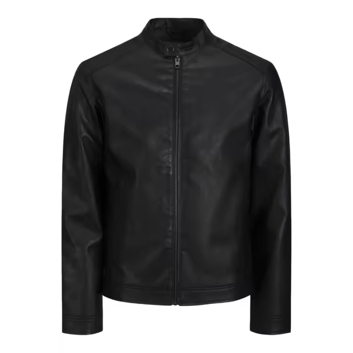 JJ REBEL Jrebcaleb - Chaqueta Estilo Biker para Hombre Efecto Piel | Cazadora ligera con cremallera - Negro (12264054) - 1