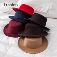 Clásico Sombrero De Paja Sólida Para Hombres Y Mujeres Mezcla De Lana Artificial Sombrero De Paseo Ancho Estilo Jazz Derby Plano Para Iglesia Casual Unisex - details 2
