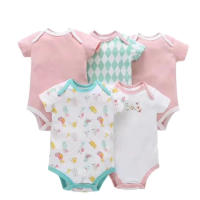 Nueva ropa de verano para bebés y niños pequeños, mono de pedo cruzado triangular de colores mixtos, ropa para gatear para bebés, conjunto de cinco piezas - details 12