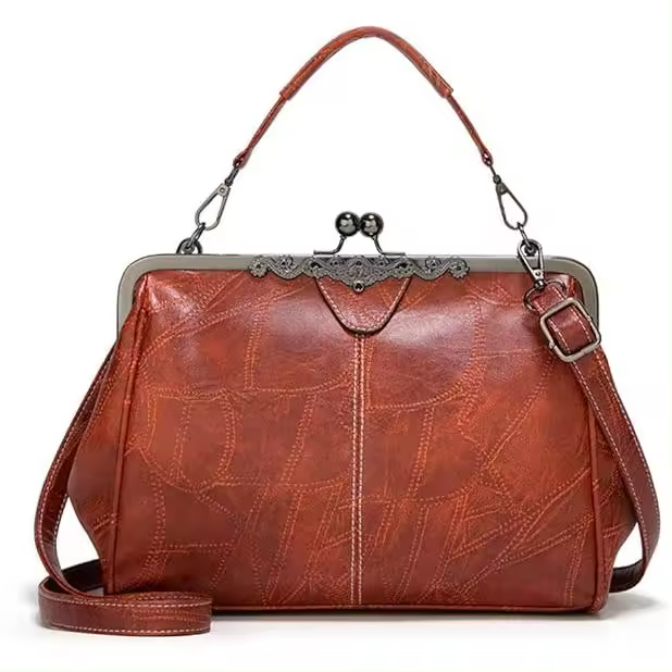 Bolso Cruzado Vintage para Mujer, Bolso de hombro retro de cuero PU con múltiples bolsos, cierre de Beso y Correa desmontable para trabajo/Viaje/use Diary (Negro clásico) - 1