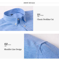 Camisa Oxford Para Hombre De Manga Larga Casual Rayada Gris Verde Azul Náutico Negocios Slim Botones Moda Tendencias - details 21