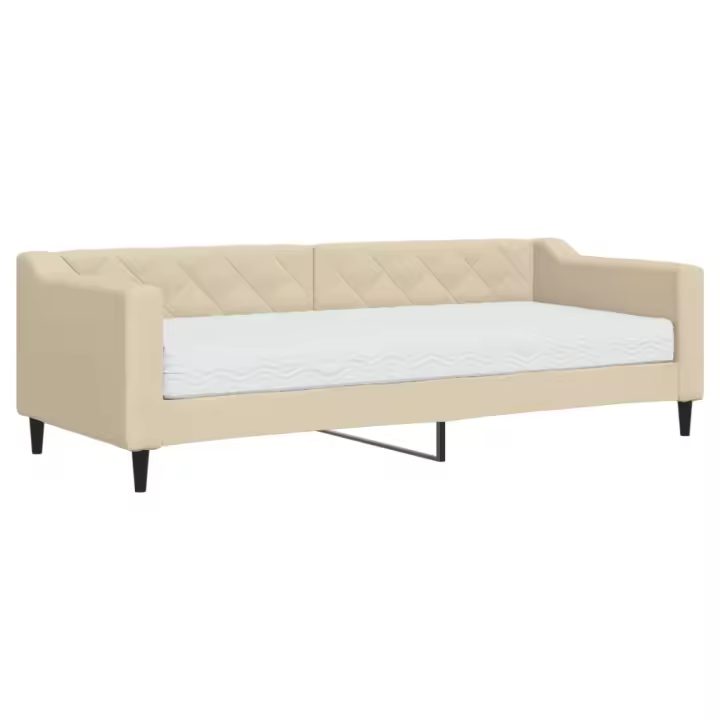 vidaXL Sofá cama con colchón tela crema 80x200 cm - 1